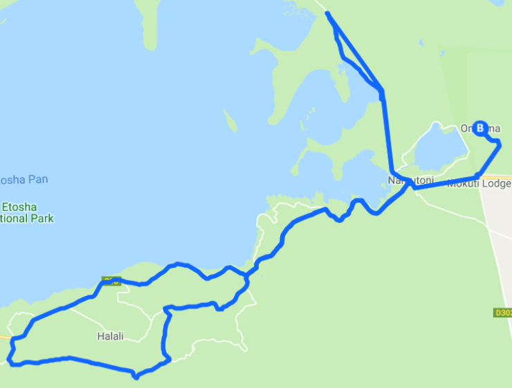 trajet ETOSHA